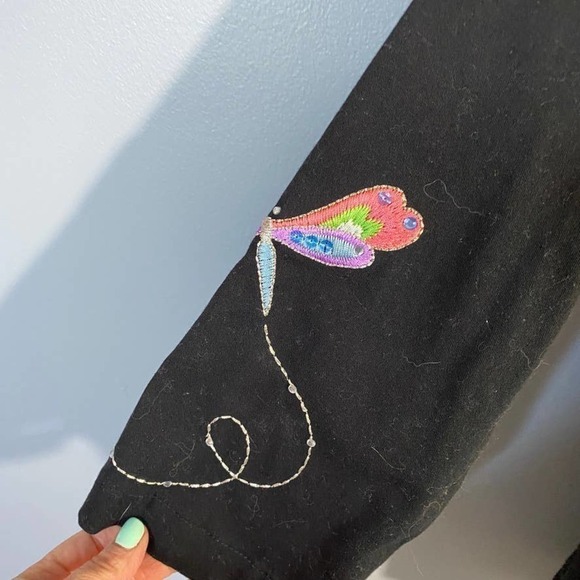 𝅺quacker Factory Dragonfly Embroidered Zip Front Jacket Shacket Size Small - Picture 5 of 6